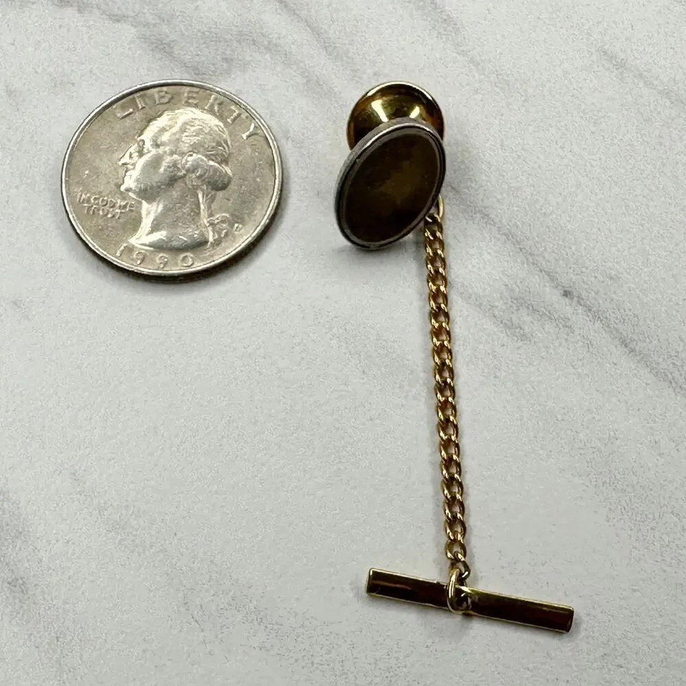 Vintage Sterling Silver Oval Lapel Tie Tack Pin